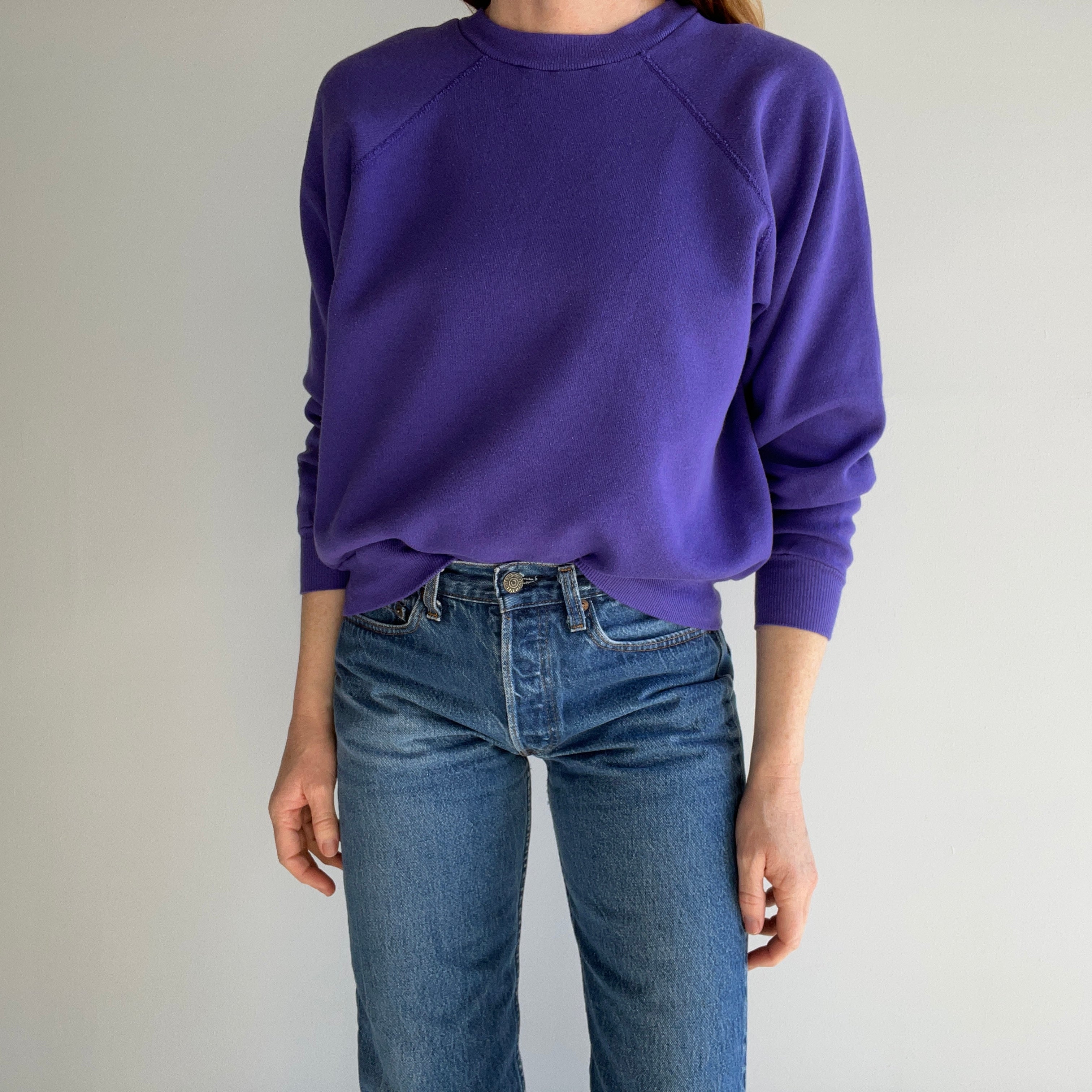 1980s Blank Purple Raglan - Great Fit