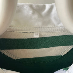1990s Navy And Green Striped Three Quarter Sleeve Rugby T Shirt