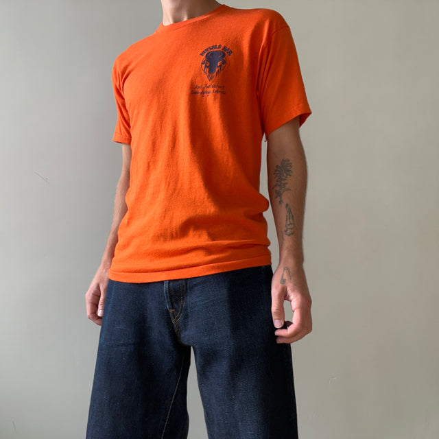 1980s Orange Buffalo Bar Inappropriate "The Broncos Are Comin" T Shirt