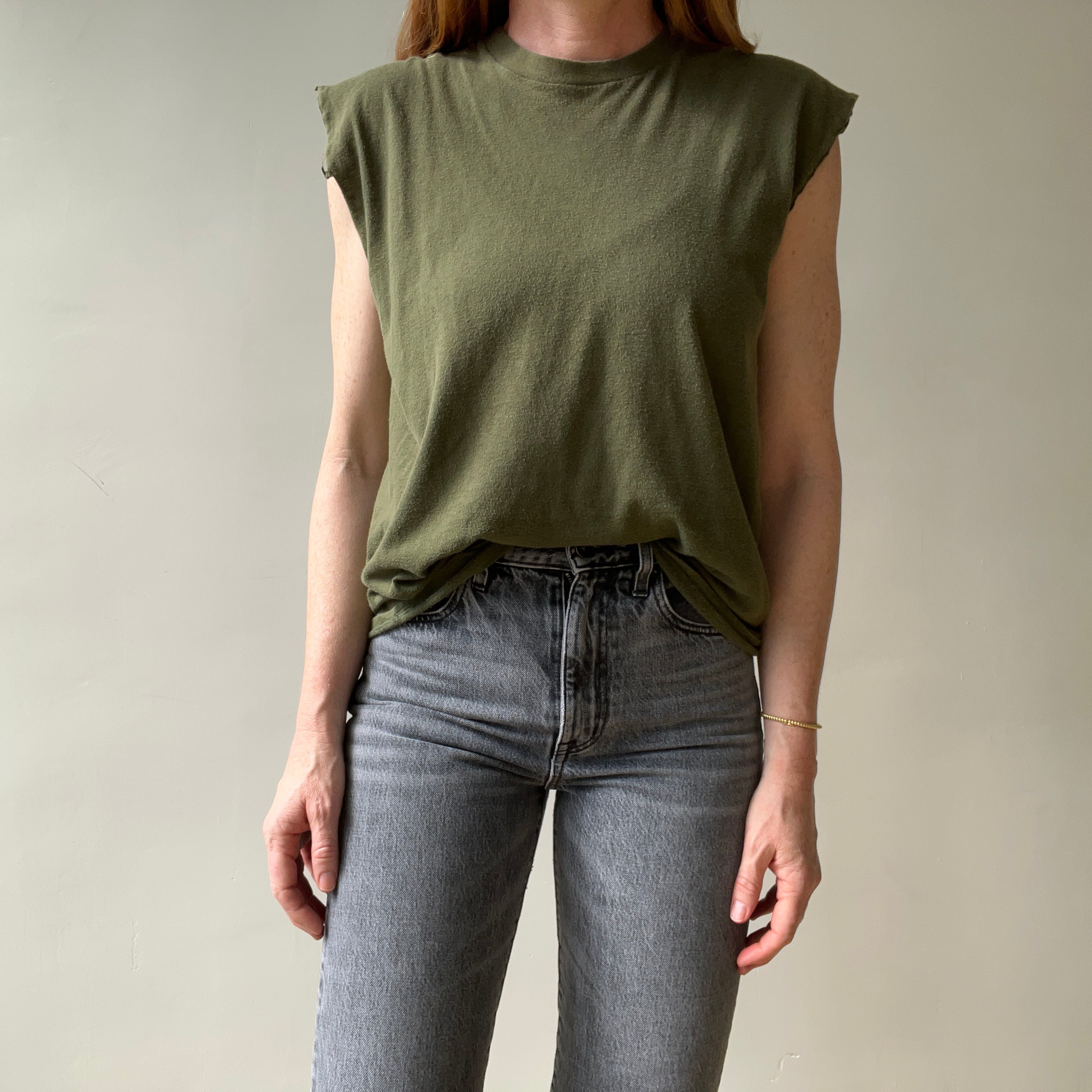1980s Olive Green Muscle T Shirt