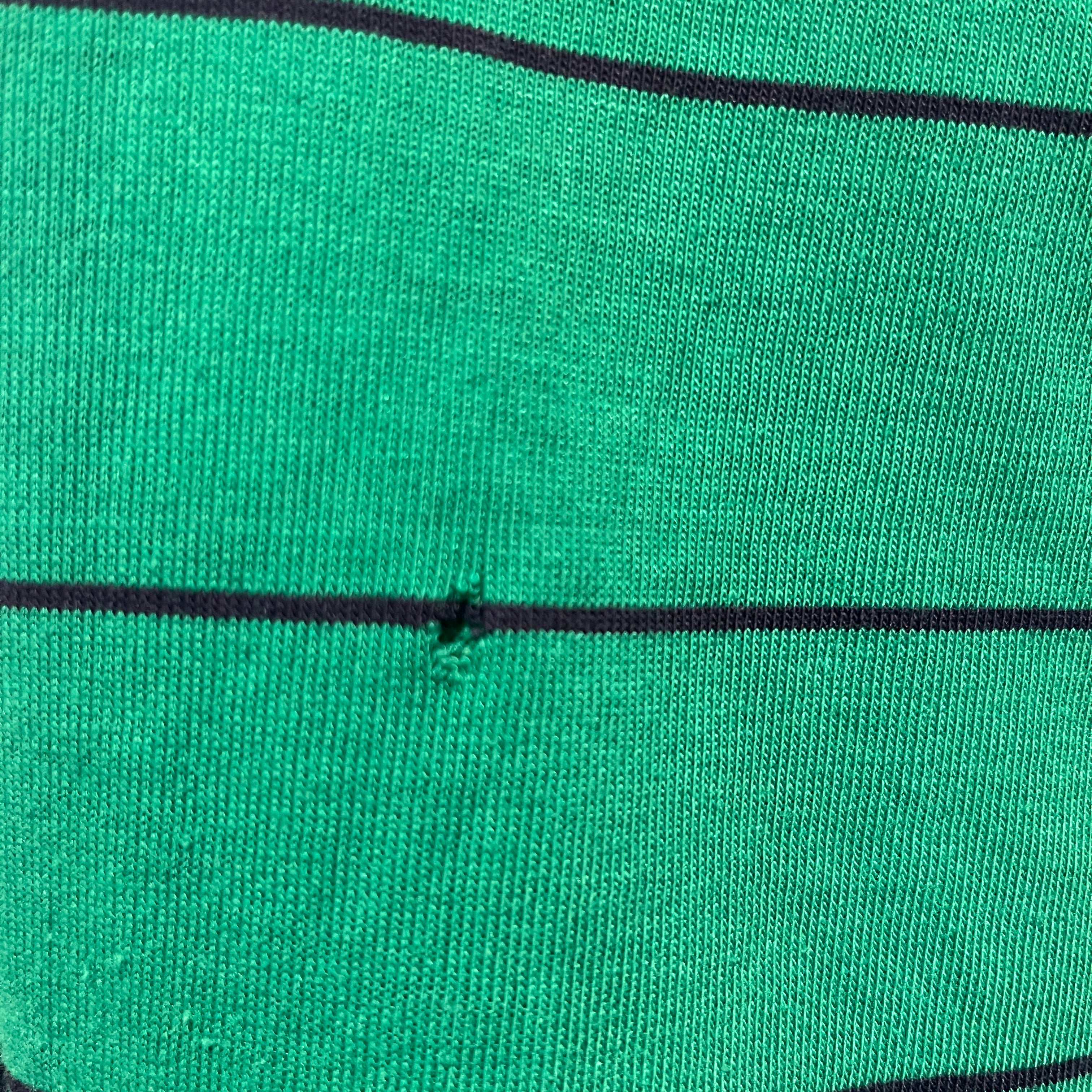 1970s/80s Green and Navy Striped Polo Style T Shirt - A Good One!