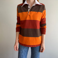 1970s Hang Ten Striped Rugby Shirt with Replaced Buttons