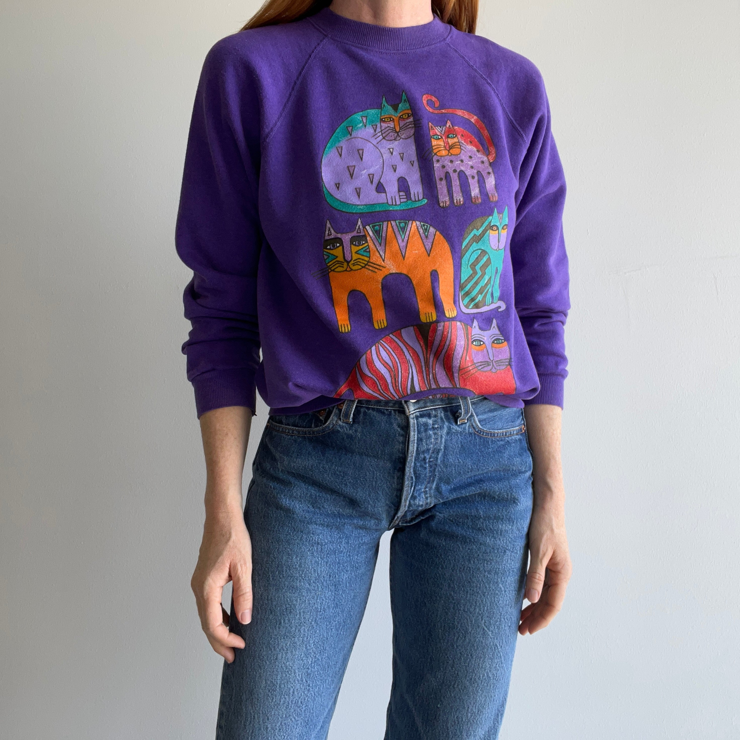 1980s Laurel Burch Cat Sweatshirt - Huzzah!