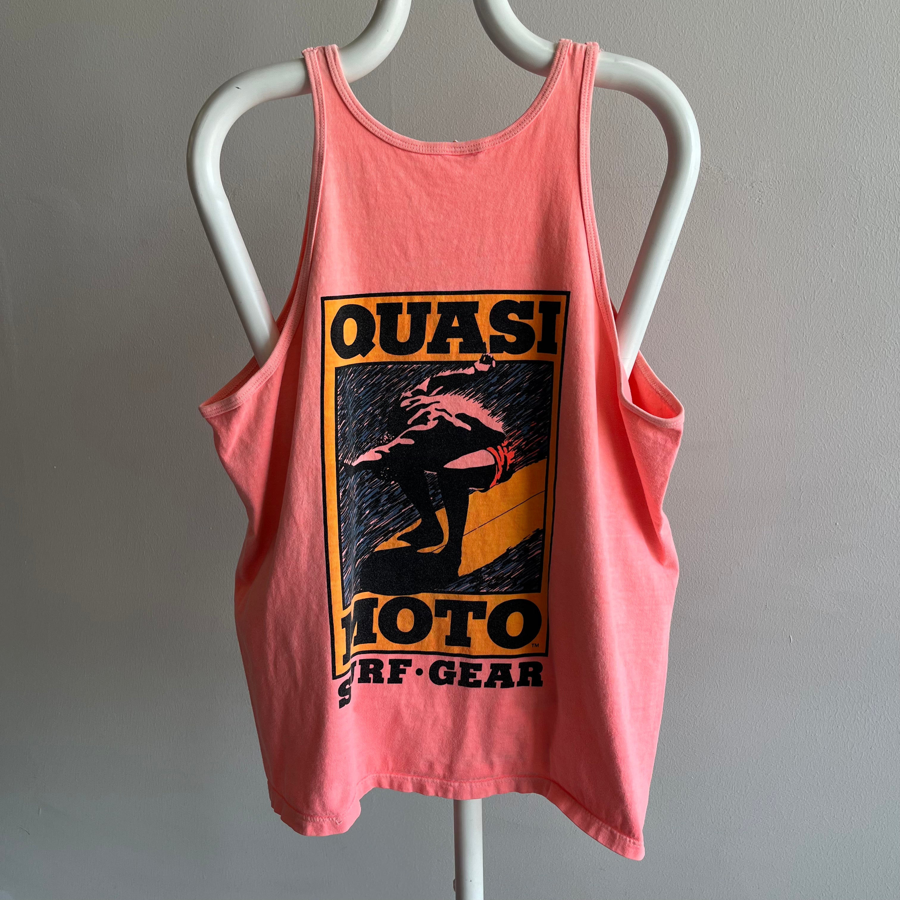 1980s Faded Neon Quasi Moto Surf Gear on a Crazy Shirts Tank