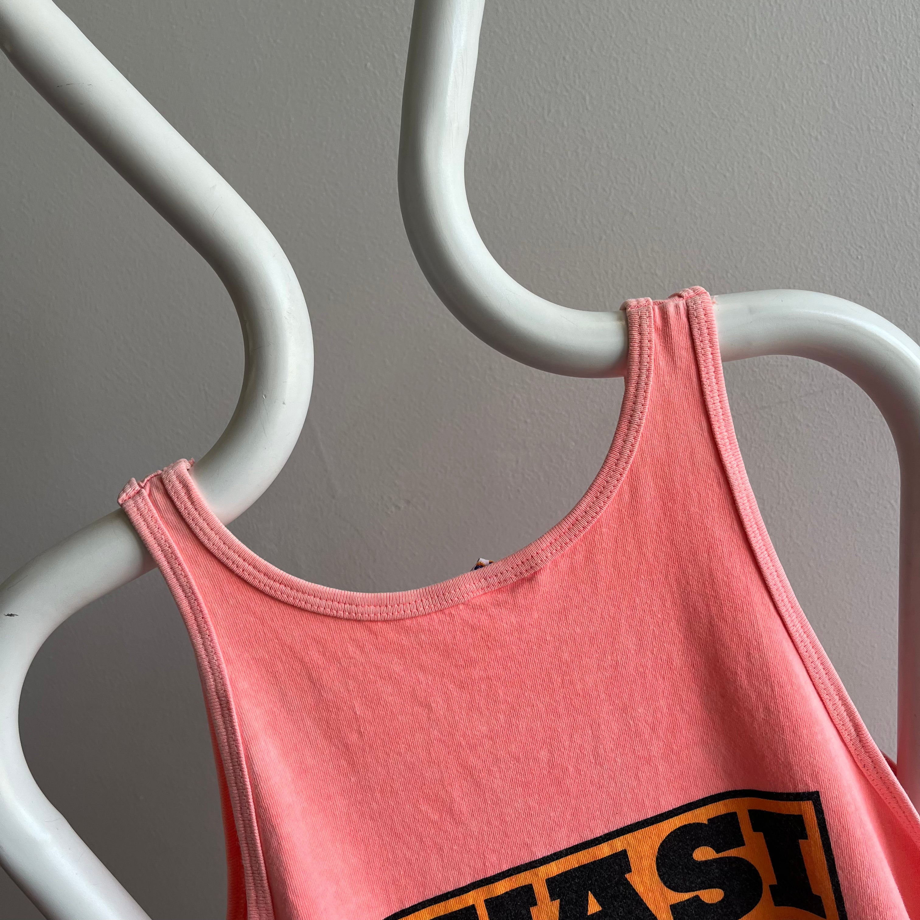 1980s Faded Neon Quasi Moto Surf Gear on a Crazy Shirts Tank