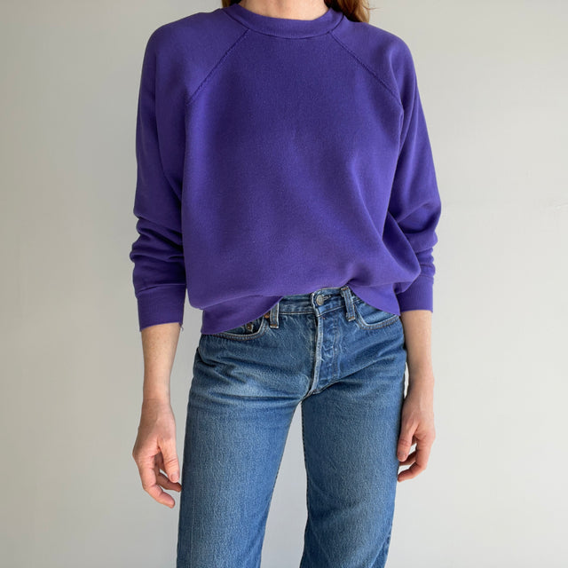 1980s Blank Purple Raglan - Great Fit