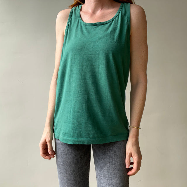 1980s Blank Green Fruit Of The Loom Tank Top