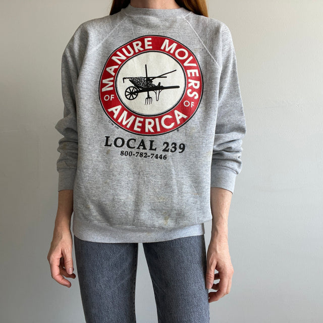 1986 Manure Movers of America Local 239 Sweatshirt - Heavy Staining