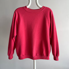 1980s Blank Salmon Pink Sweatshirt with Faint Bleach Staining