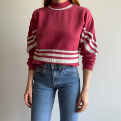 1980s Jean Michaud Funky Striped Sweatshirt - Mauve/Pink