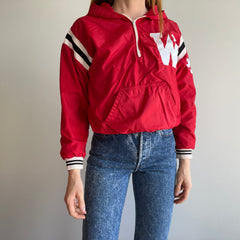 1970s Russell Brand Jersey Lined 1/4 Zip Wisconsin Windbreaker Hoodie