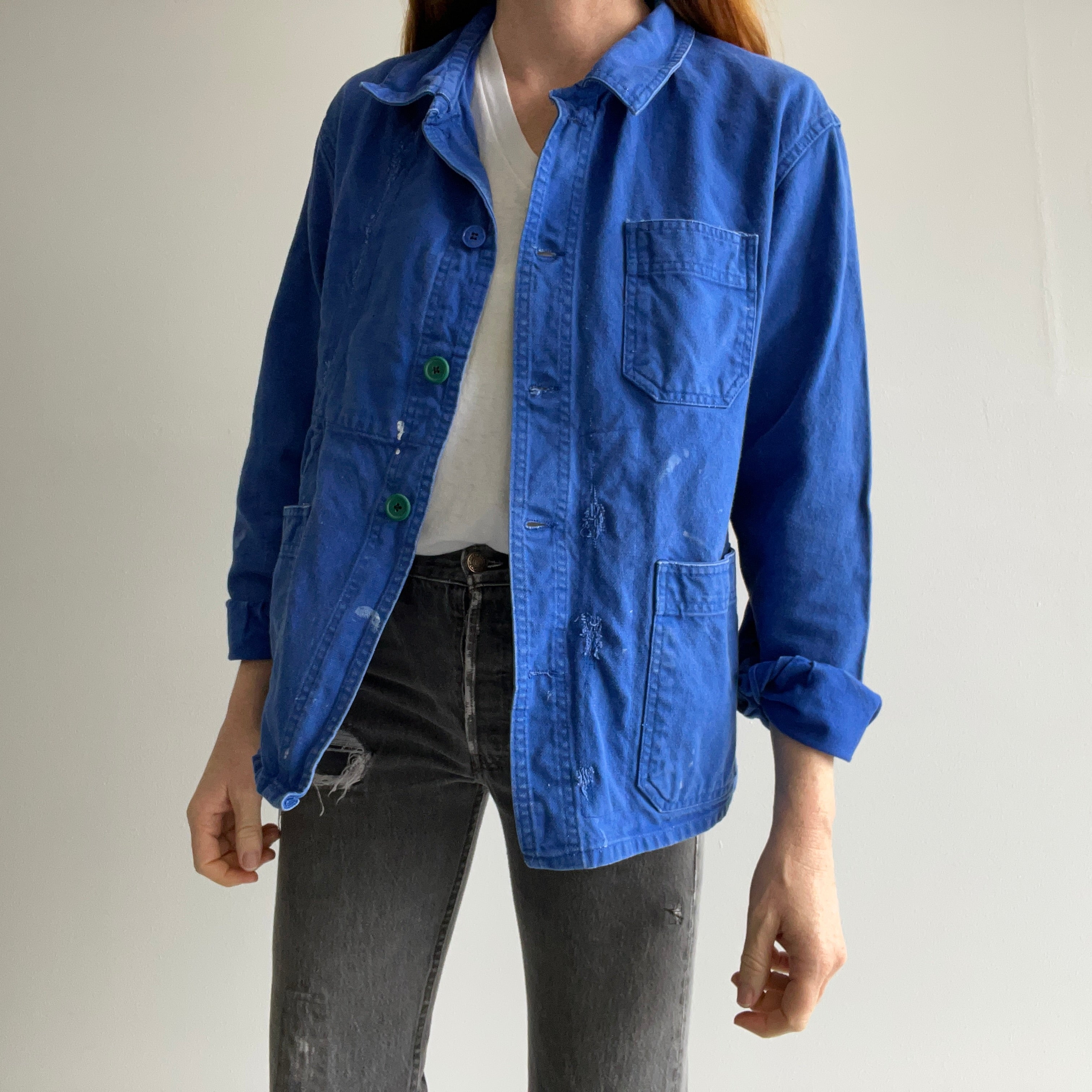 1980s Destroyed and Repaired Structured French Chore Coat