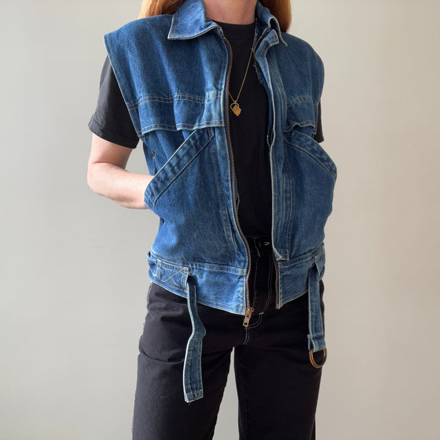 1980s Chic Zip Up Dinem Jacket Vest - !!! RAD !!!