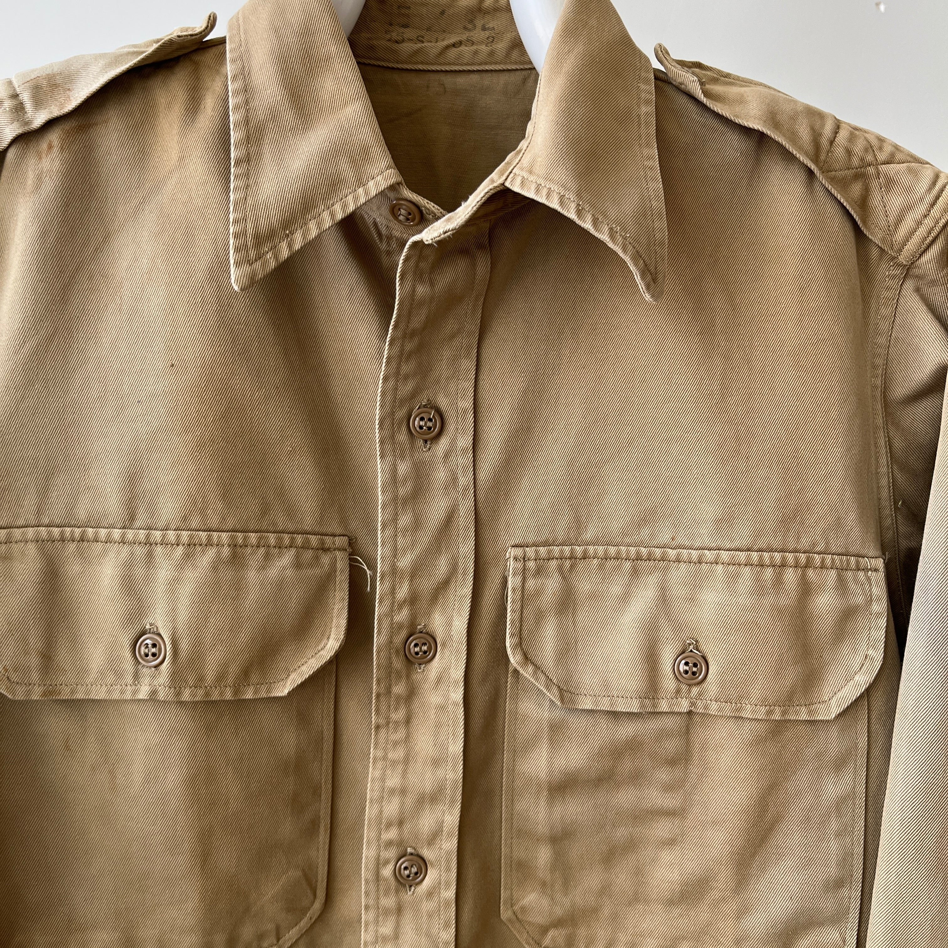 1960's Heavyweight Tan Button-Up Military Shirt