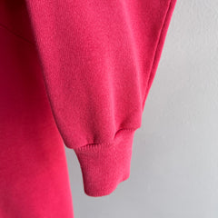 1980s Blank Salmon Pink Sweatshirt with Faint Bleach Staining