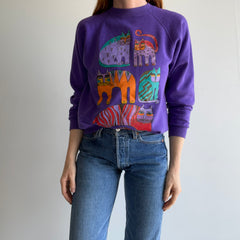 1980s Laurel Burch Cat Sweatshirt - Huzzah!