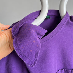 1980/90s Purple Pocket T-Shirt with Shoulder Pads - Yes Indeed!