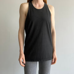 1980s Russell Brand Blank Black Cotton Tank Top - USA Made