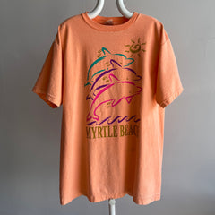 1994 Pinstriped Myrtle Beach Sightly Structured Faded Neon T-Shirt