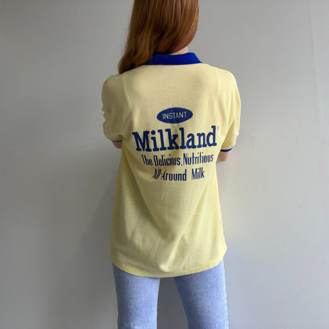 1980s Instant Milkland Powdered Milk SALES Thin Polo Shirt