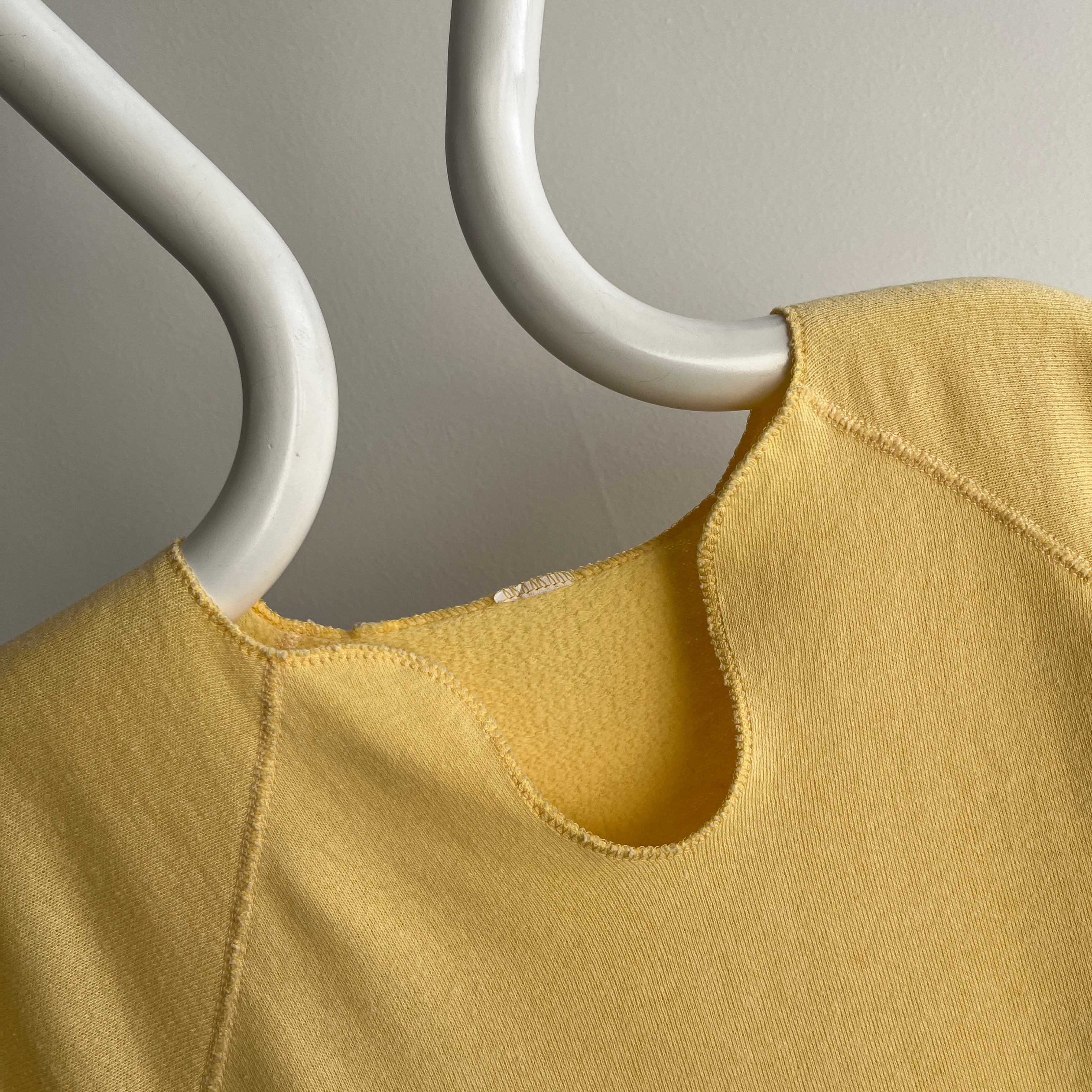 1970/80s Pastel Yellow Lightweight Warm Up Sweatshirt/Shirt