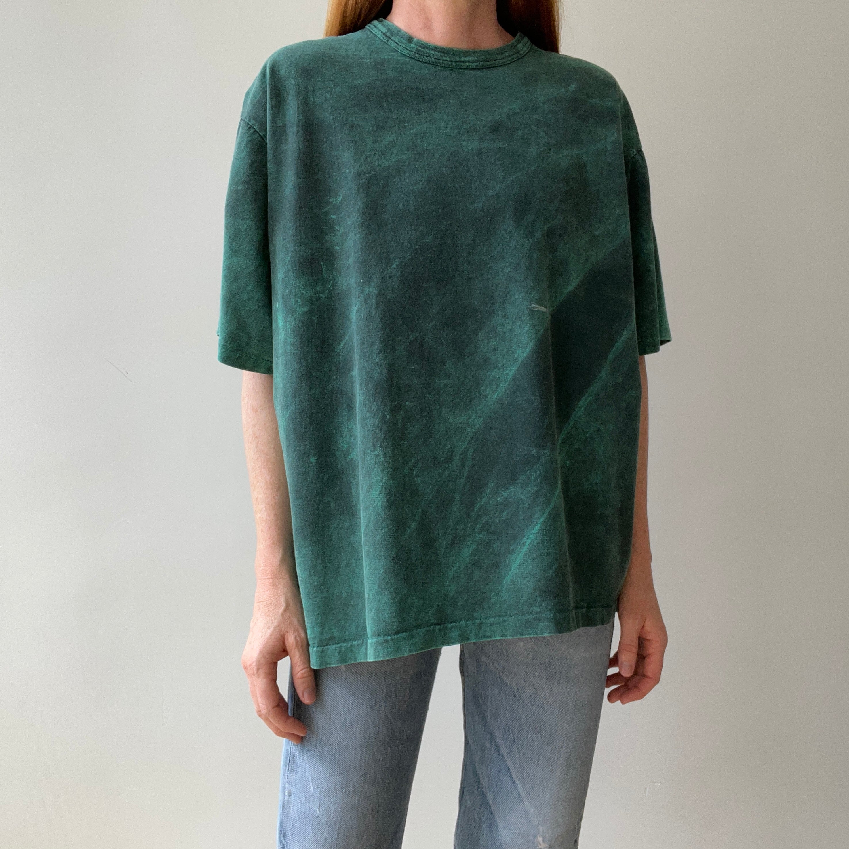 1980s/90s Green and Black Acid Wash T-Shirt - Awesome Fit