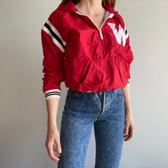 1970s Russell Brand Jersey Lined 1/4 Zip Wisconsin Windbreaker Hoodie