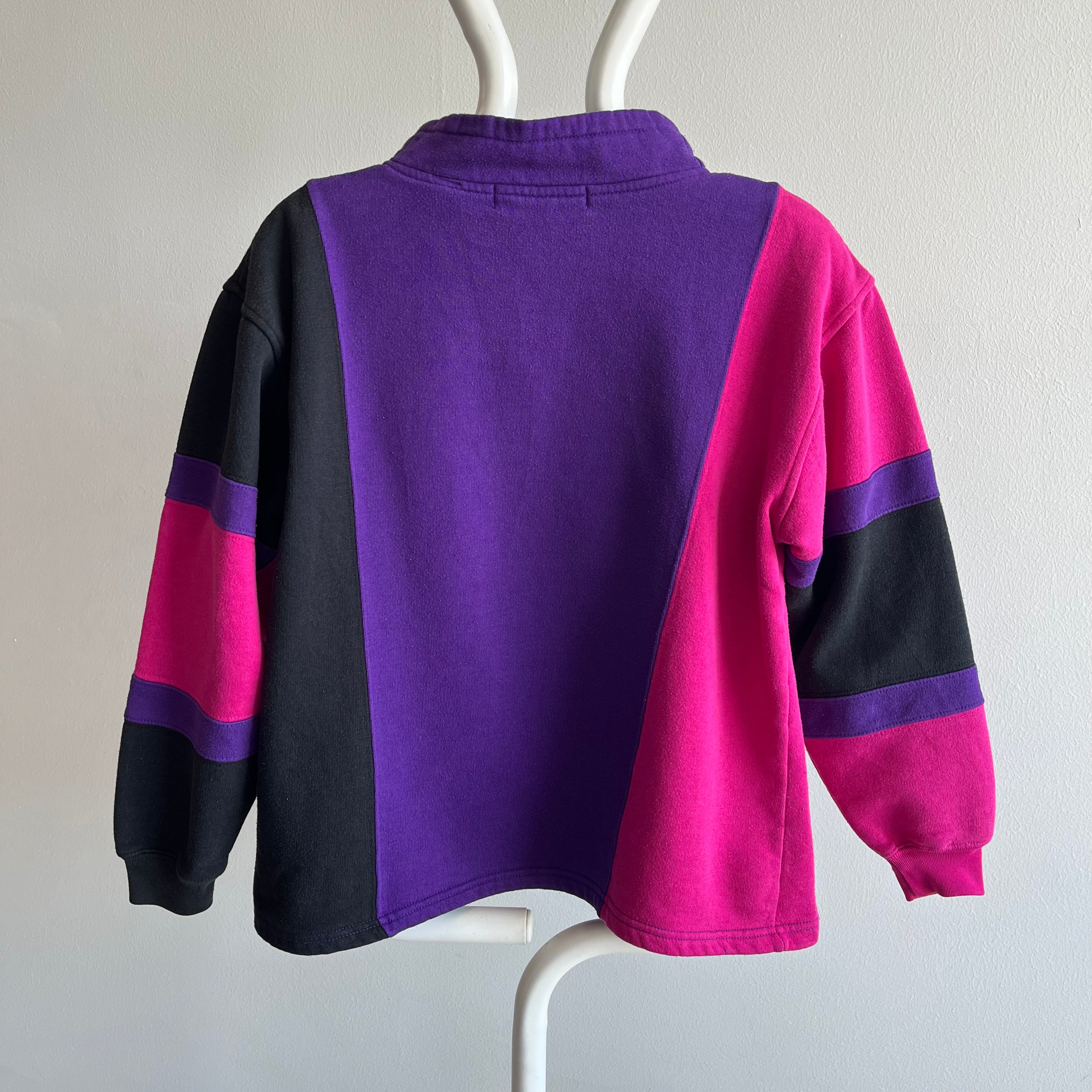 1980s Color Block 1/4 Zip Eighties Delight