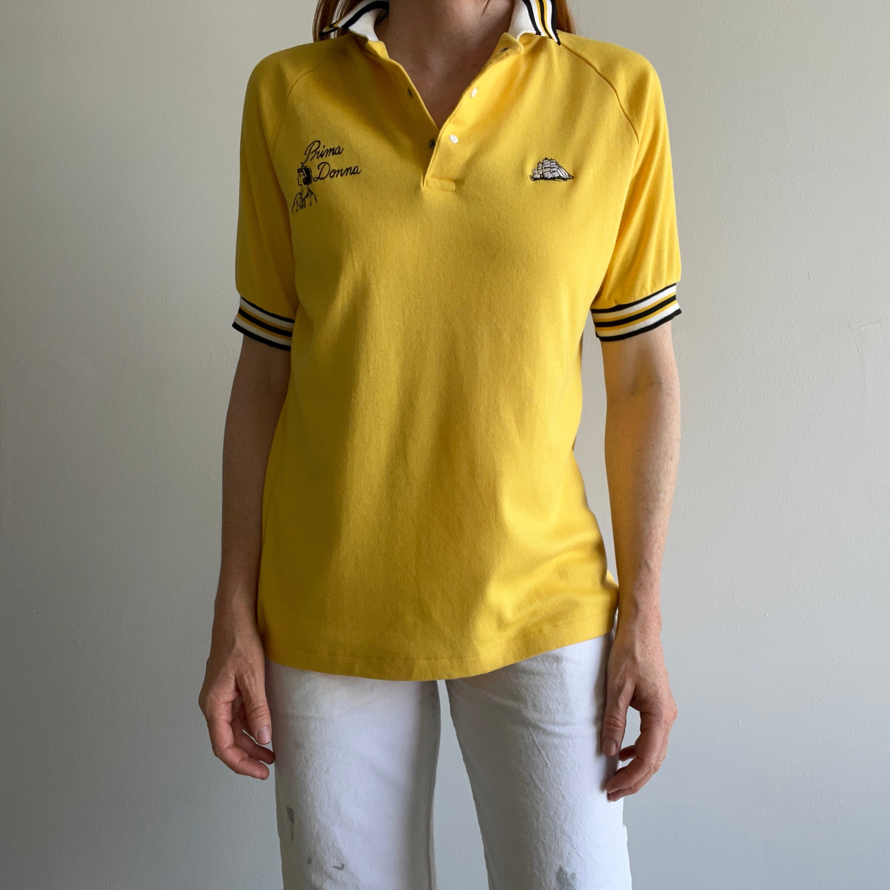 1970s Prima Donna Super Cool Jersey Knit Polo Shirt