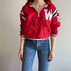 1970s Russell Brand Jersey Lined 1/4 Zip Wisconsin Windbreaker Hoodie