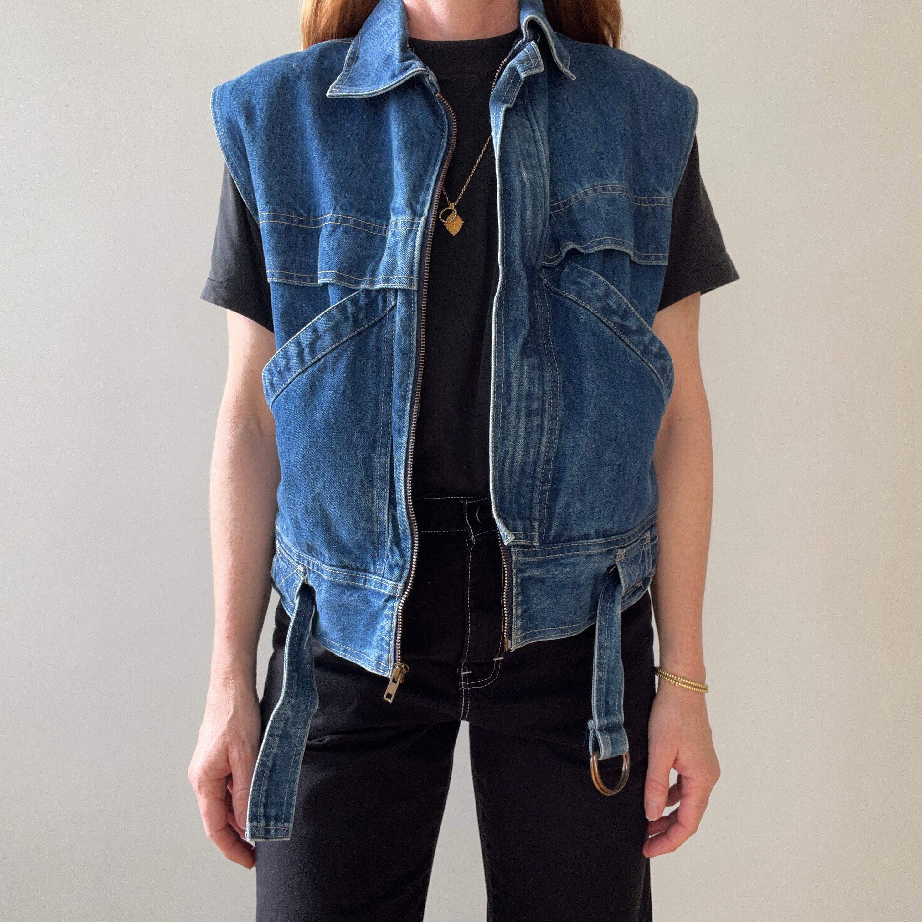 1980s Chic Zip Up Dinem Jacket Vest - !!! RAD !!!