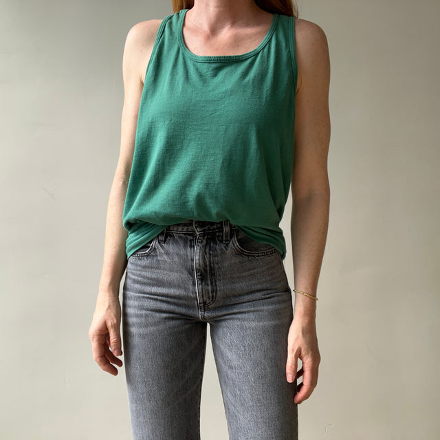 1980s Blank Green Fruit Of The Loom Tank Top