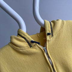 1970s Mostly Cotton Zip Up Hoodie with Navy Contrast Stitching