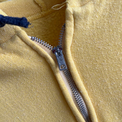 1970s Mostly Cotton Zip Up Hoodie with Navy Contrast Stitching