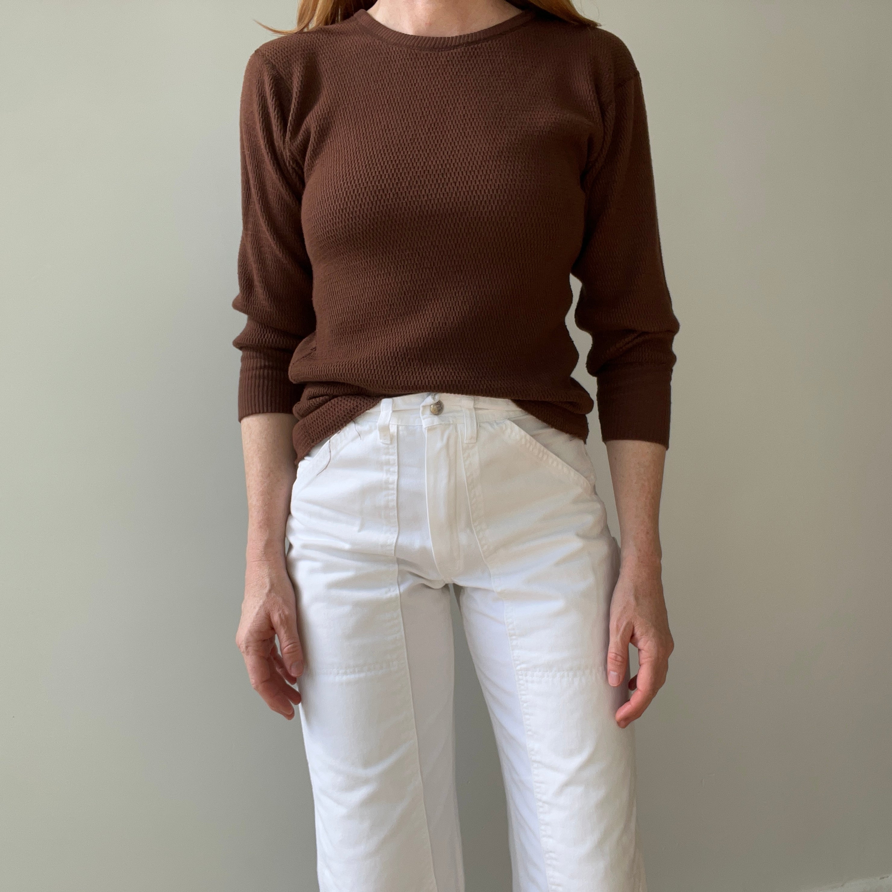 1970s Over Dyed Chocolate Brown Cotton Thermal