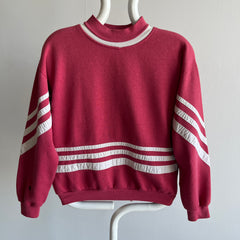 1980s Jean Michaud Funky Striped Sweatshirt - Mauve/Pink