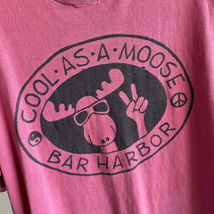 1980s Cool As A Moose - Bar Harbor Maine Tattered and Torn Cotton T-Shirt