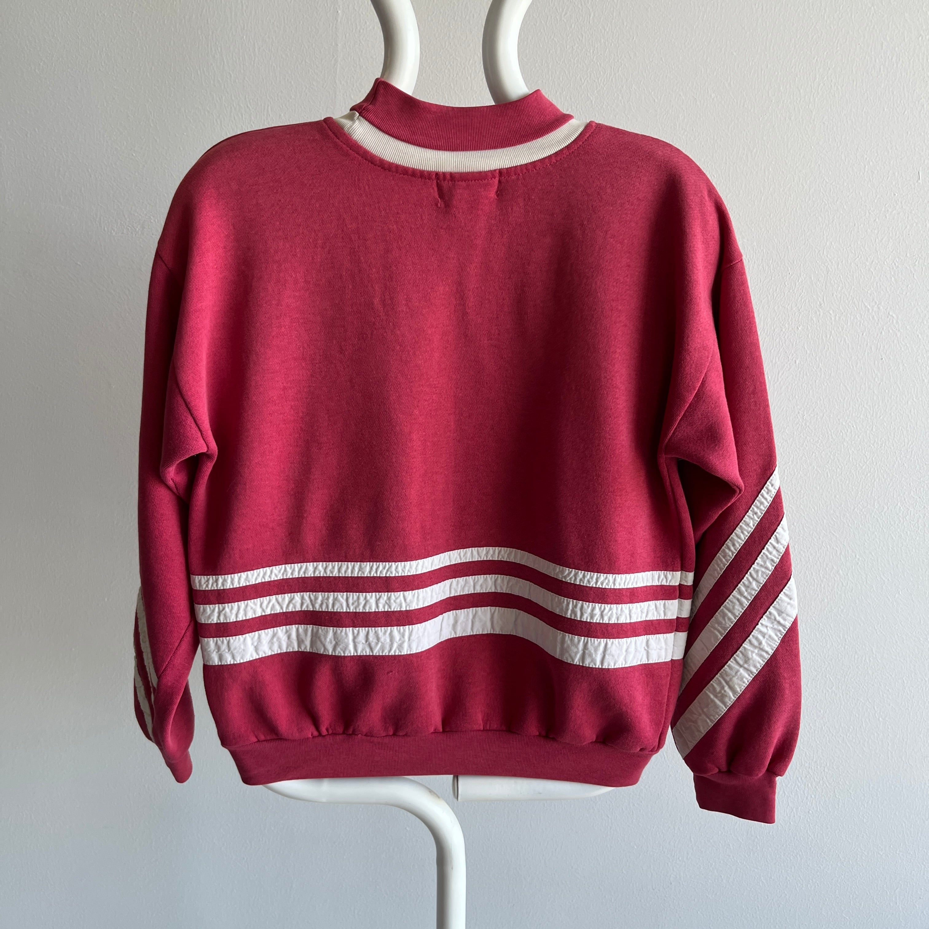 1980s Jean Michaud Funky Striped Sweatshirt - Mauve/Pink