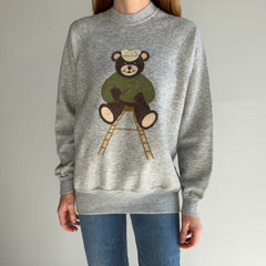 1970/80s DIY Teddy Bear Smoking a Pipe Sweatshirt