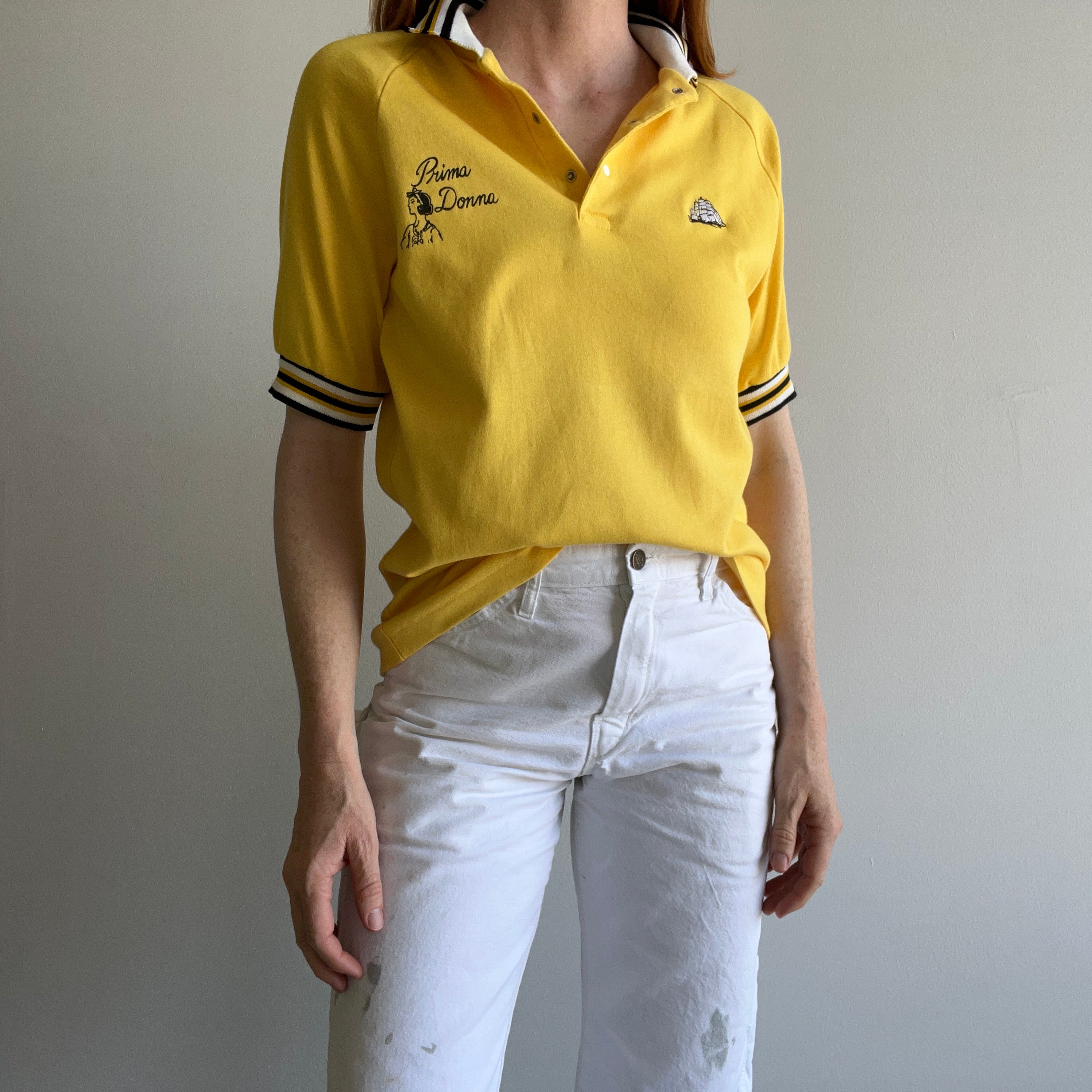 1970s Prima Donna Super Cool Jersey Knit Polo Shirt