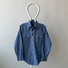 1970's Sears Chambray Style Embroidered Button-Up Shirt