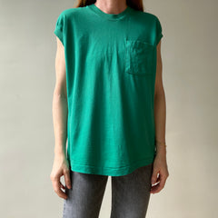 1980s Blank Green Muscle Pocket T Shirt