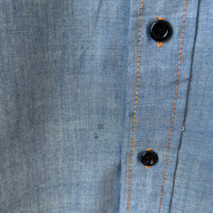 1970's Sears Chambray Style Embroidered Button-Up Shirt