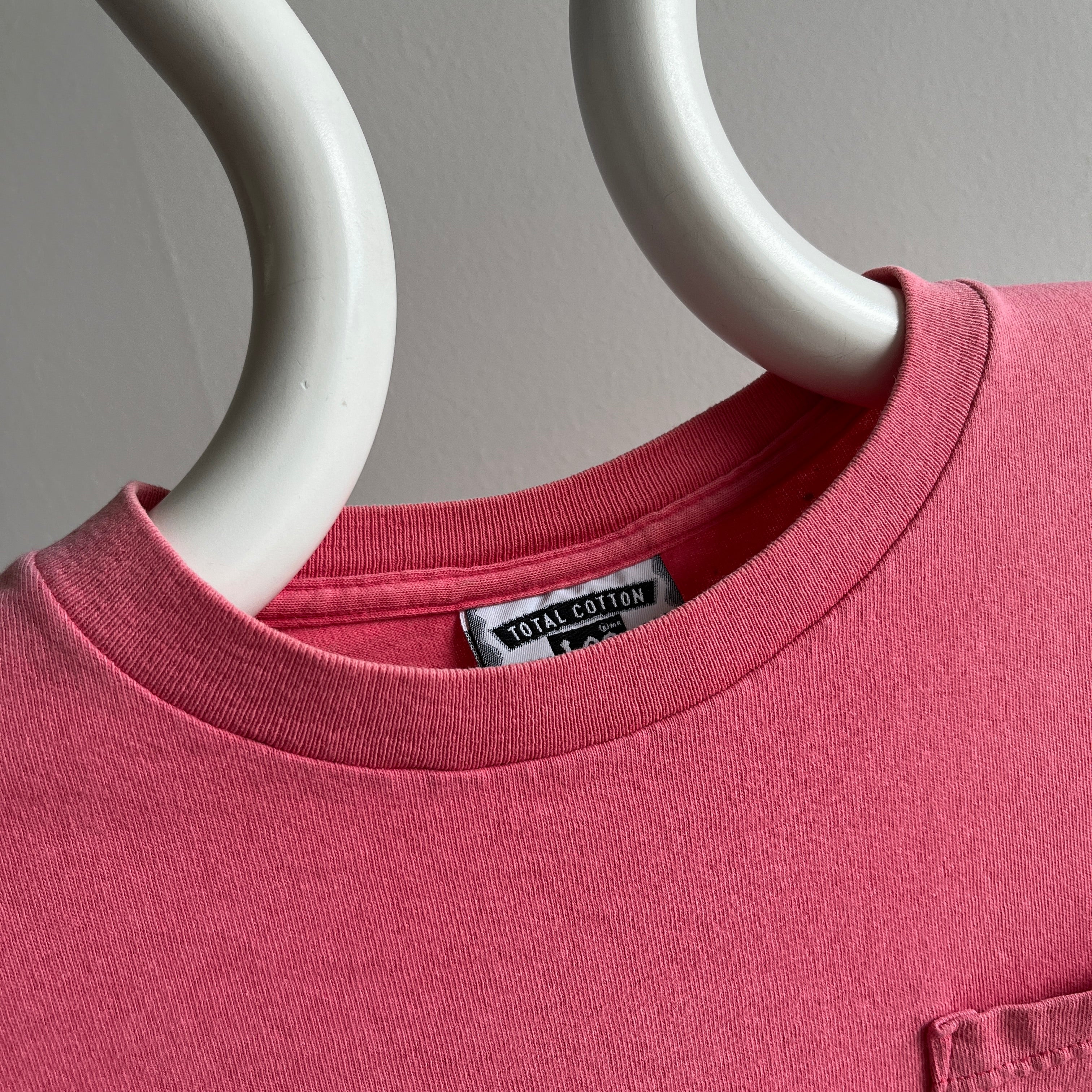 1980s The Perfect Sun Faded Salmon Pocket Cotton T-Shirt