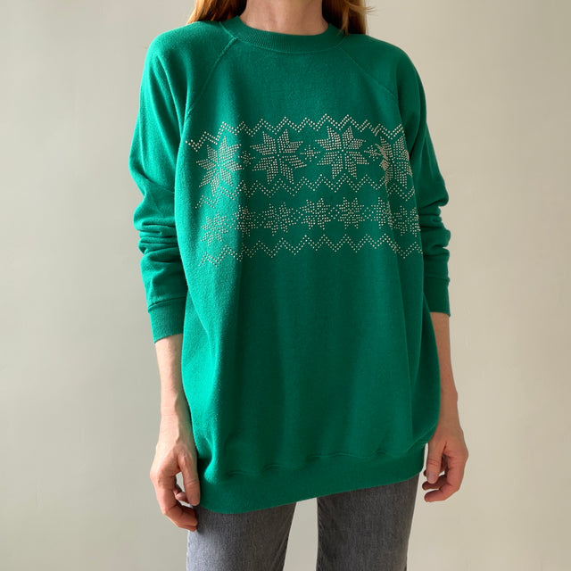 1980s Snowflake Pointillism Sweatshirt - Longer Cut