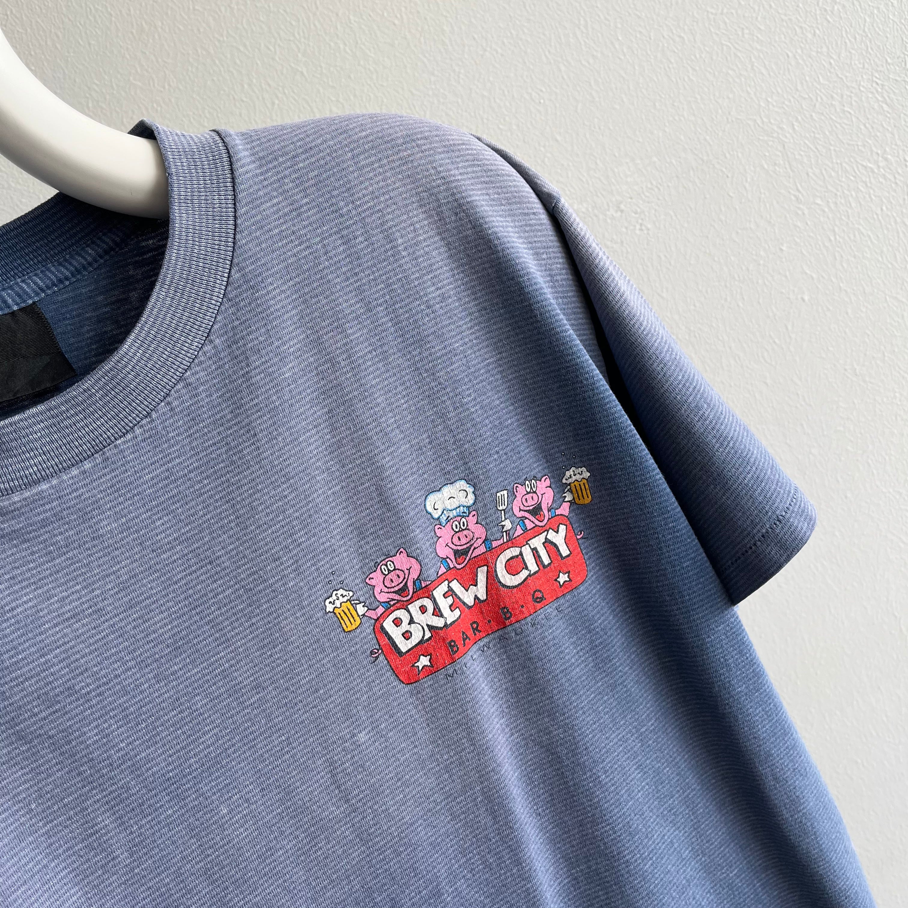 1990s Brew City BBQ Milwaukee, Wisconsin Ultra Sun Faded T-Shirt