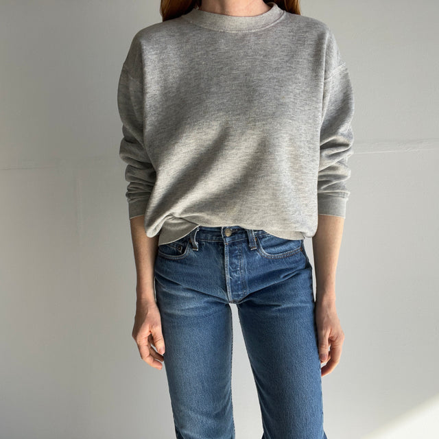 1980s Not-A-Raglan Smaller Blank Gray Sweatshirt with Staining