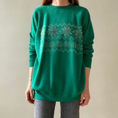 1980s Snowflake Pointillism Sweatshirt - Longer Cut