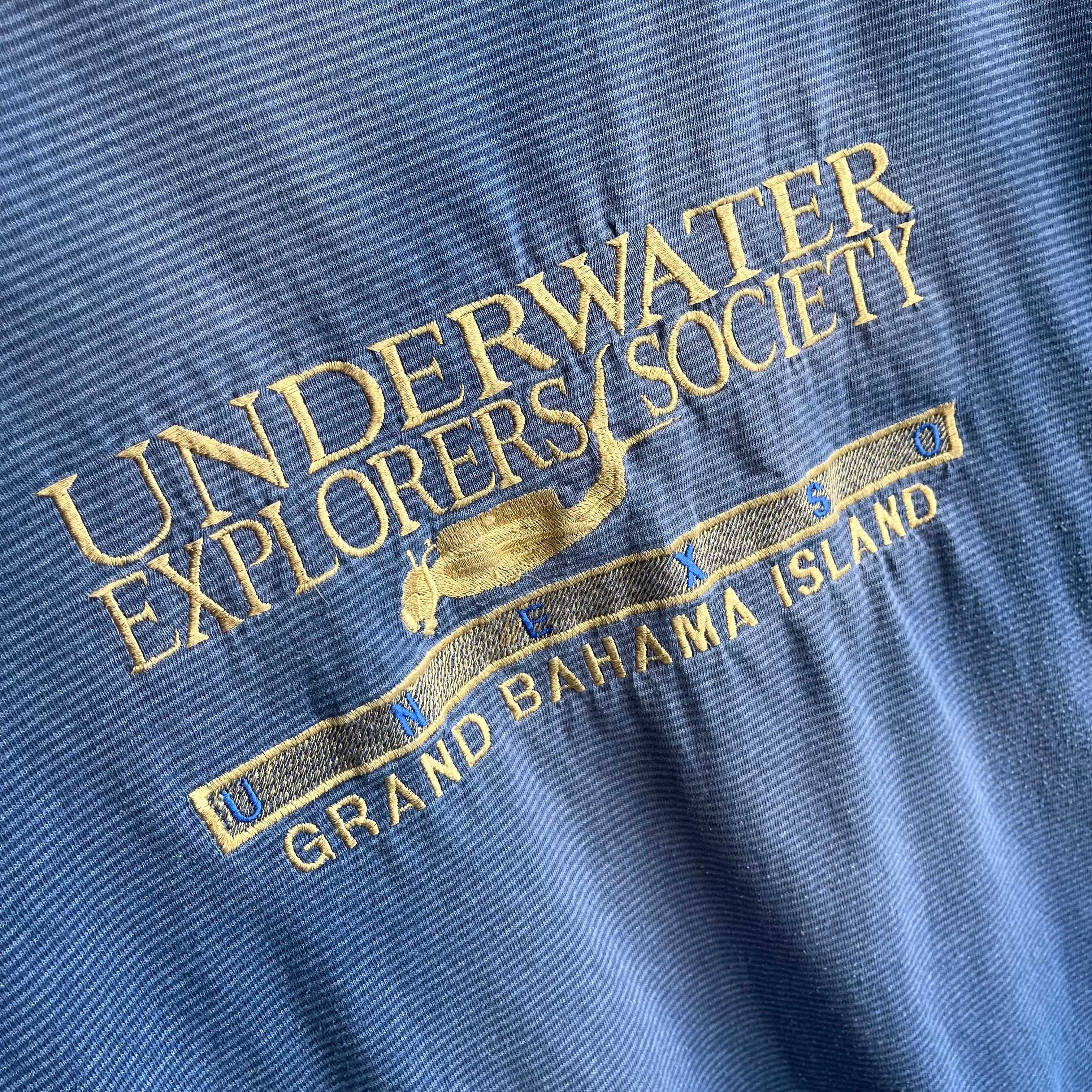 1990s Underwater Explorers Society Grand Bahama Island Sun Faded T-Shirt