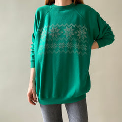 1980s Snowflake Pointillism Sweatshirt - Longer Cut